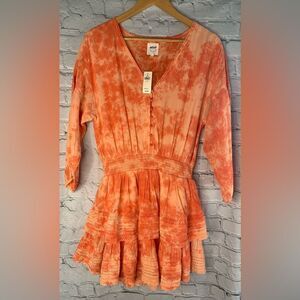 NWT Aerie Rock n Ruffle mini tie dye dress. Medium